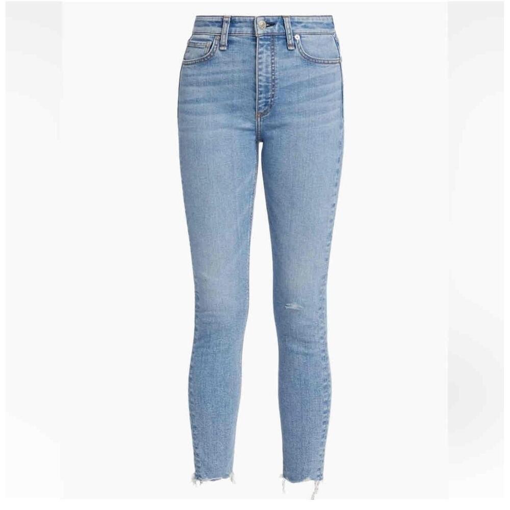 Rag & Bone Pale‎ Denim Blue Light Wash Nina High Rise Ankle Skinny Jeans Size 24